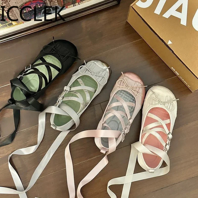2025 new Spring Cross Strap Women Ballet Flats Fashion Elegant Round Toe Ladies Comfort Street Style Soft Sole Ballerinas Shoes 241016