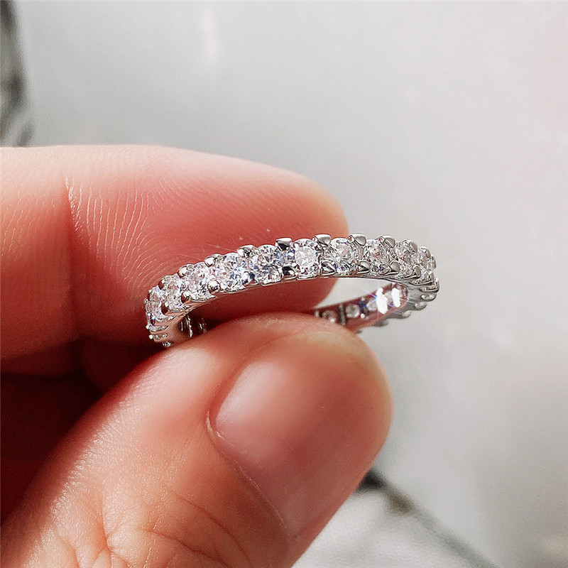 Designer Ring 3mm Shiny Diamond Ring Women Men Couple Wedding Ring Luxury Jewelry Girl Wedding Party Gift Size 5-12