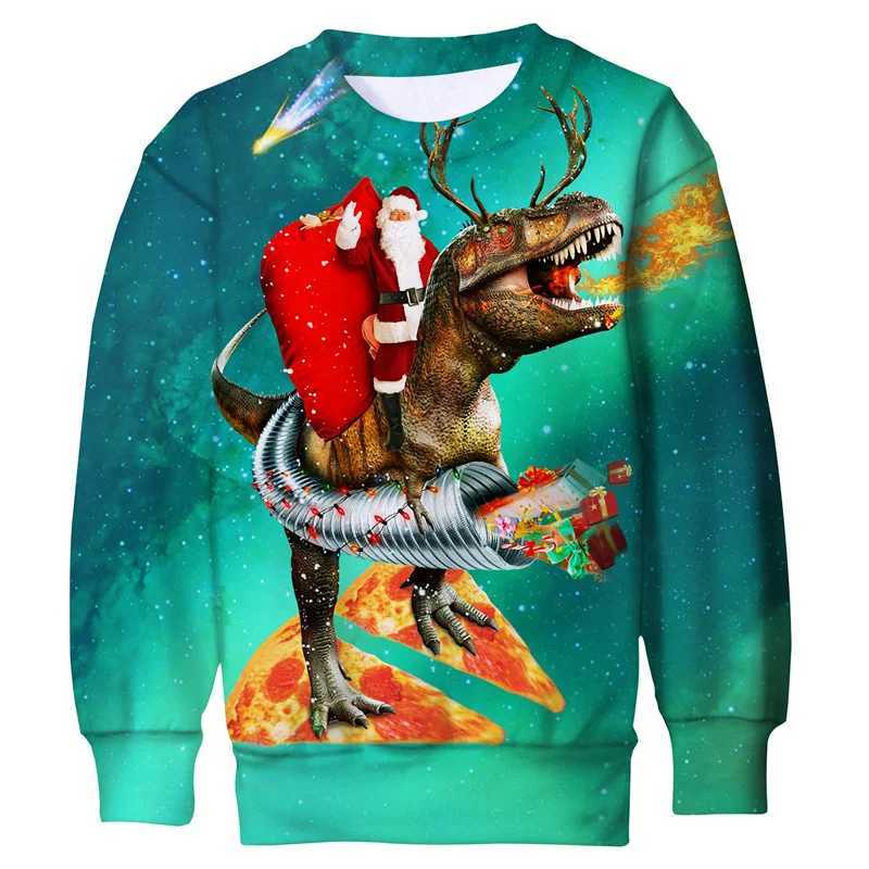 Ugly mens Christmas sweater fun Christmas novel sports shirt cool 3D dog and cat print zipper set long sleeved hoodie set Y241016