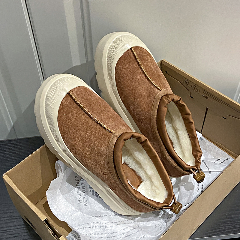 Round head thick bottom plus veet snow boots 2024 autumn and winter new fashion casual designer sneaker for women