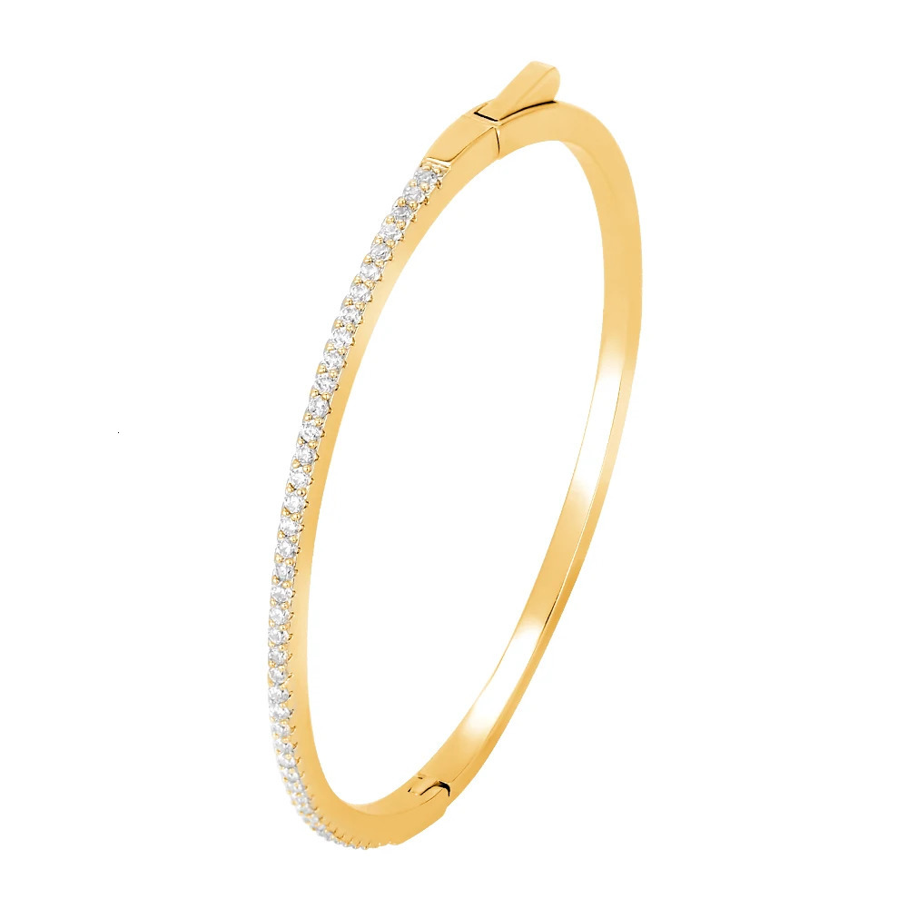 Poulisa Micro Pave S925 Closed Bracelet for Women 925 Silver Round Cut Mossan Moisa Cuff Bangle Jewels Gift Pulsera 240923