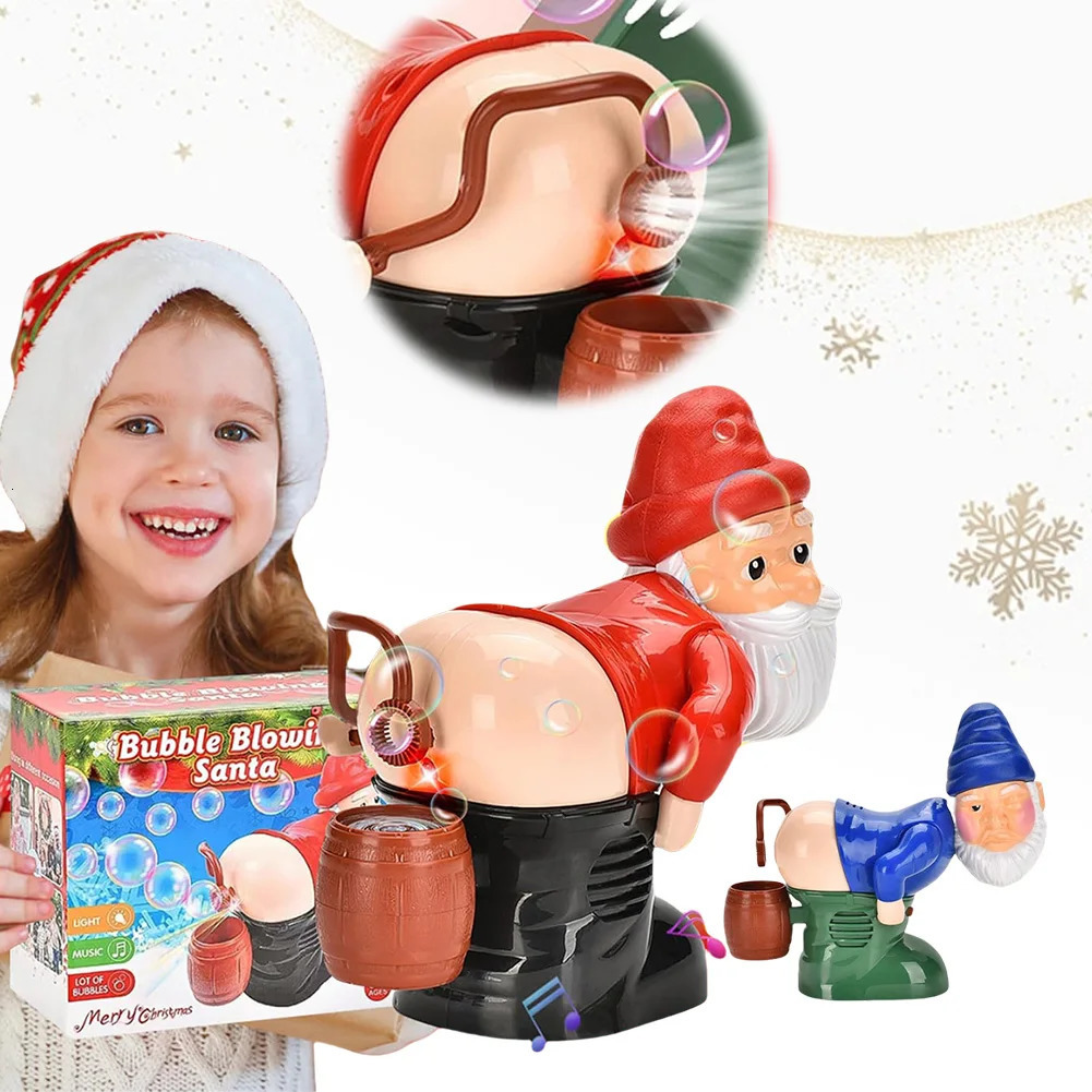 Santa Claus Bubble Machine Automatic Fart Bubble Blower Toy with Music and Light Bubble Manufacturer Toy Battery Powered Party Discounts 241016