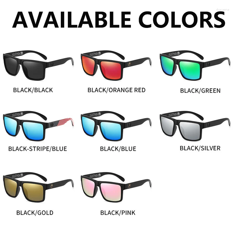 Sunglasses HEAT WAVE HD Polarized For Men Sports Eyewear Mirror Square Sun Glasses Fashion Women Shades UV400 Black Goggles
