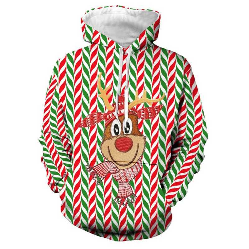 Cute Christmas reindeer scarf 3D printed mens hoodie fashionable Christmas gift womens zipper autumn casual sportswear Y2k sportswear Y241016