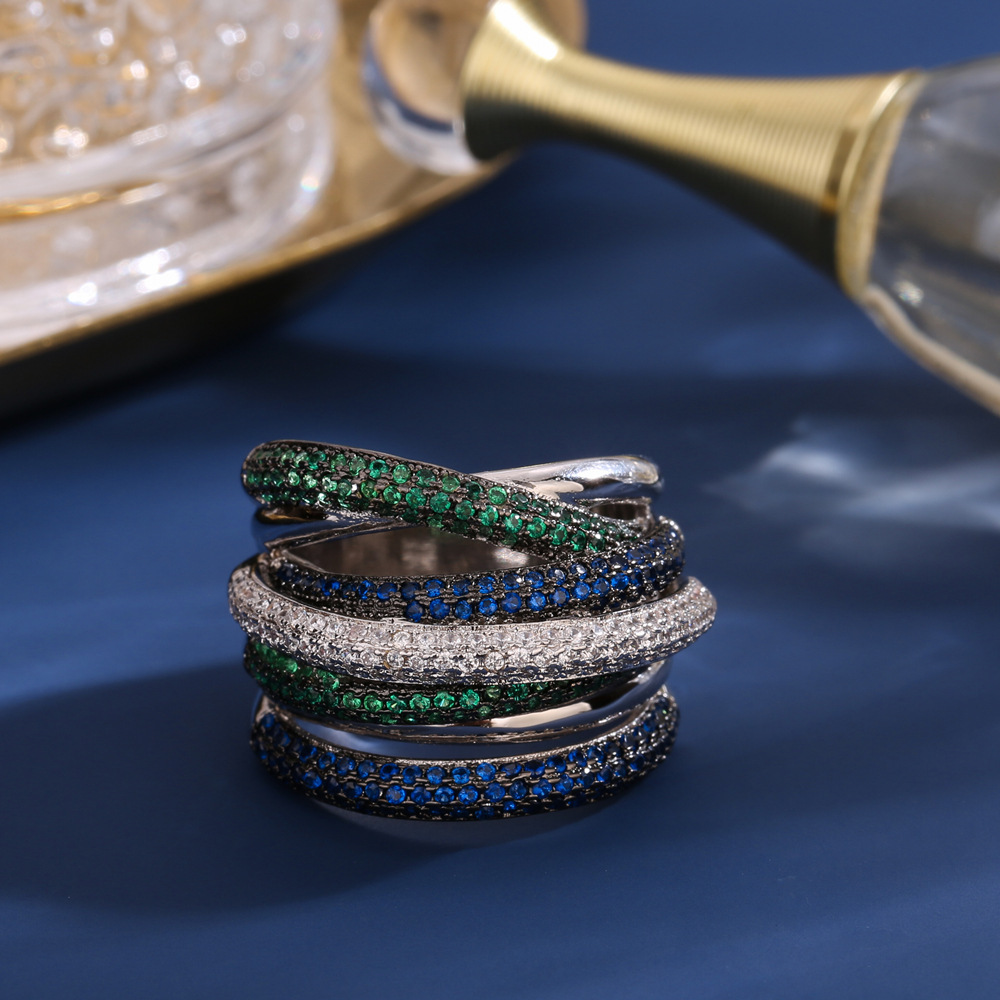 2024 White Gold Multicolor Cubic Zirconia Eternity Band Ring