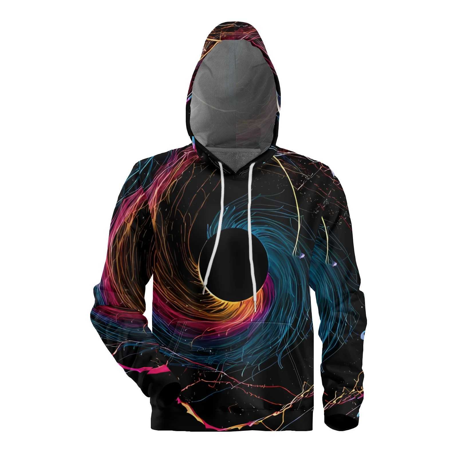 Mens plus size 3D swimming pool graphic hooded long sleeved sweatshirt - Fashionable autumn and winter fashion bold design appearance statement Y24101
