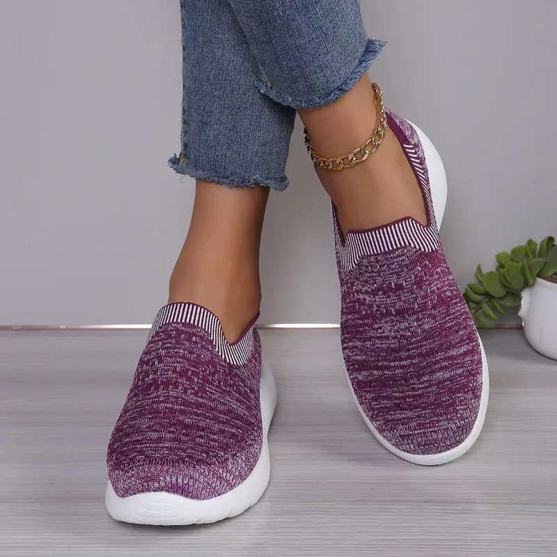 2025 new Knitting Women Sneakers Mesh Sport Loafers Shoes FlatsCasual WalkingShoes Summer Cozy Running Travelatillas Mujer 241016