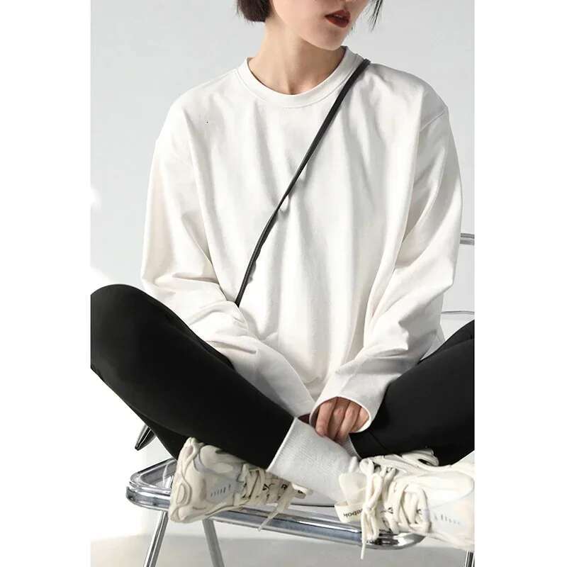 CHIC VEN Spring Autumn Women's Solid Color Loose Long Sleeve T-Shirt O-Neck Basic Top Bottomed Shirt Casual Tshirt Woman Femal