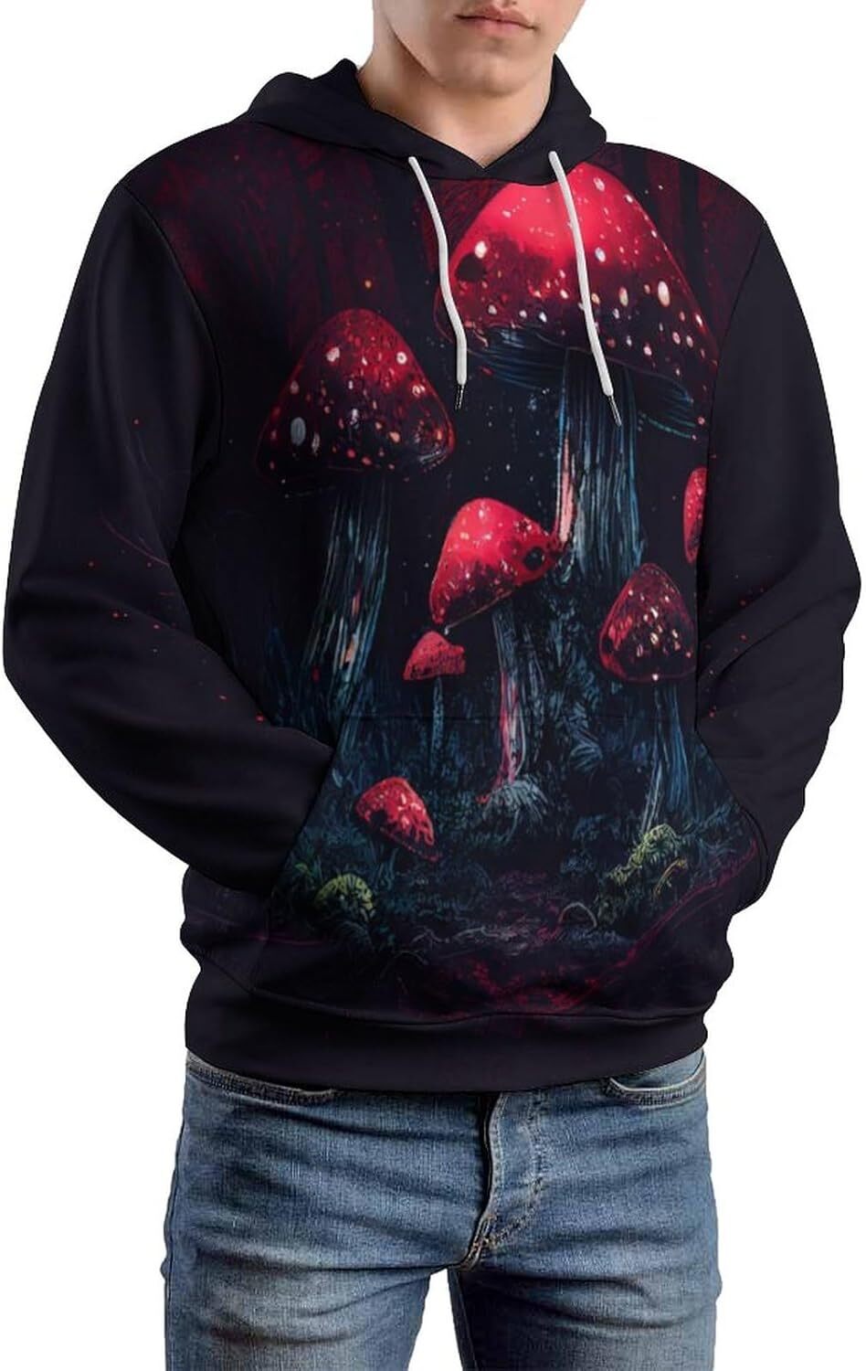 Hoodie for Mens Womens Vintage Mushroom Forest Fungus Pullover Hoodie Cute Mushroom Pattern Tie Dye Hoodie Graphic t Pullover Long Sleeve cool