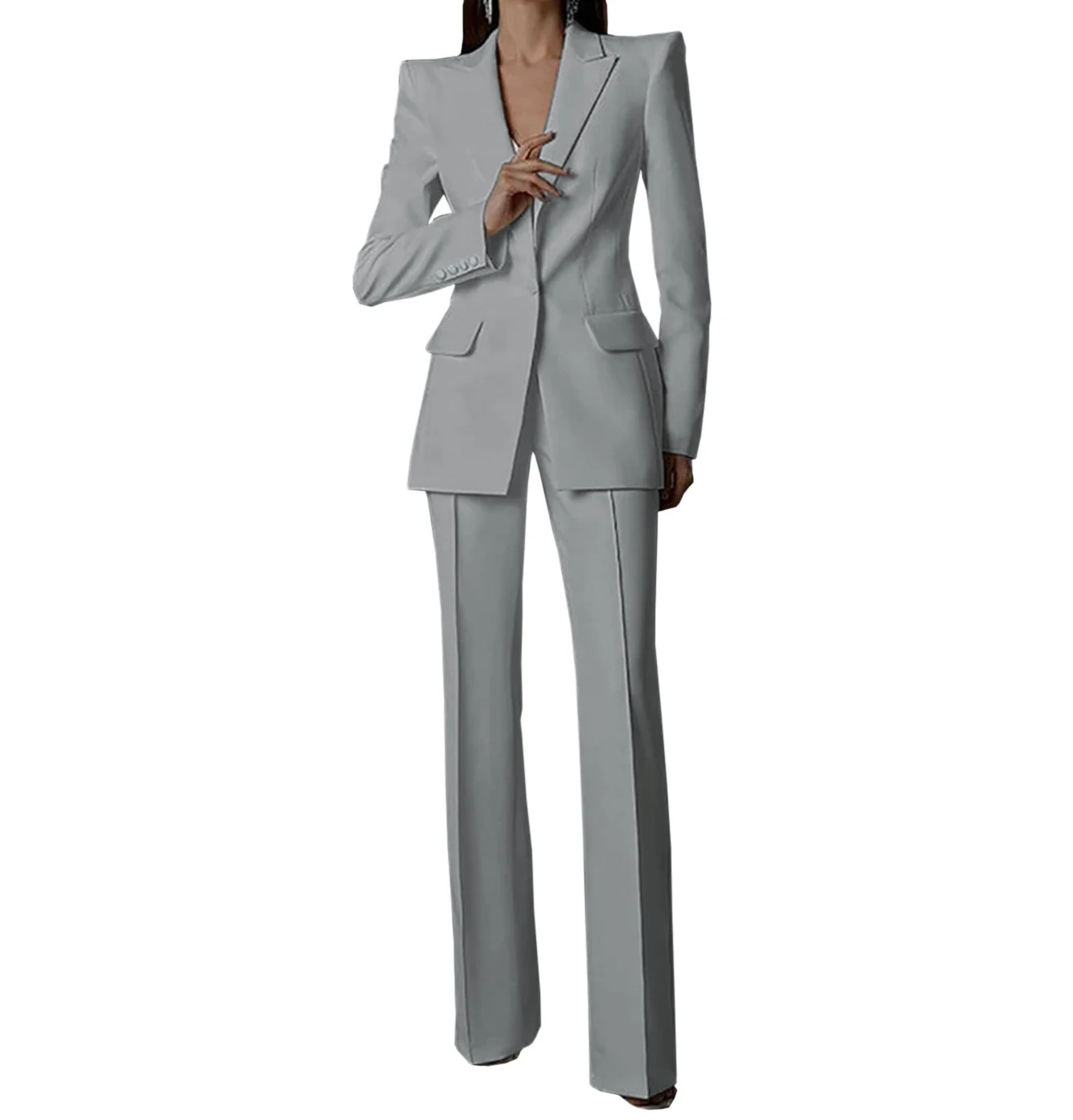 White womens suit pants tight fitting set 2-piece jacket pants single chest evening dress party custom womens clothing 241011