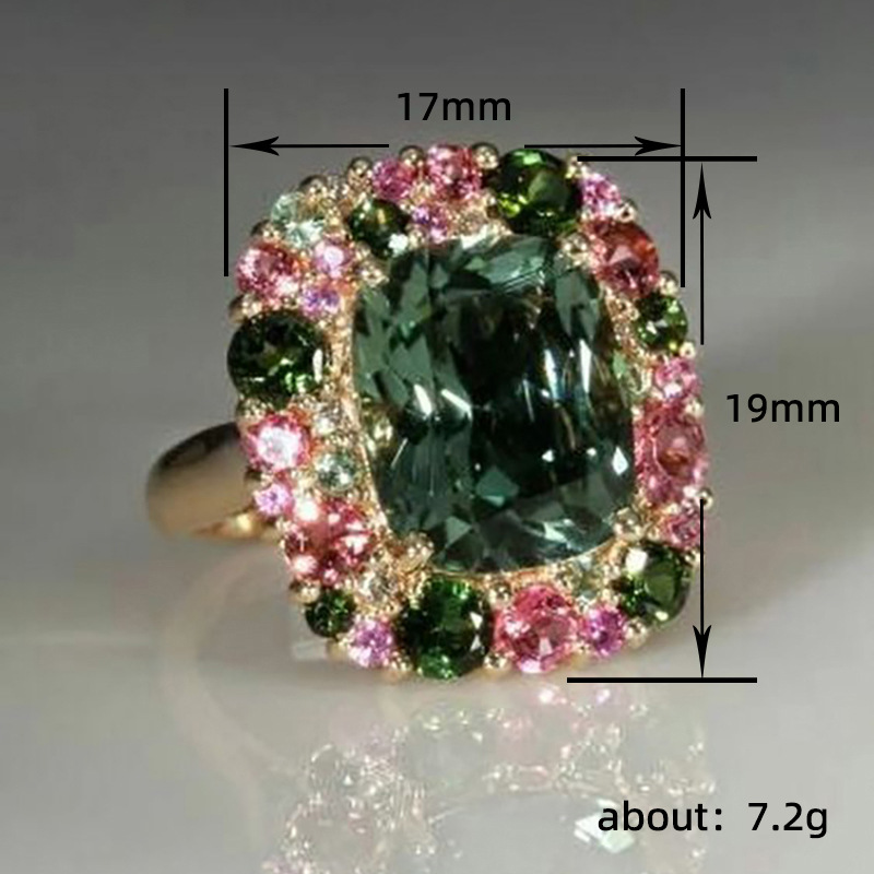 Solitaire Ring Emerald Square Elegant Ring Designer Vintage Flower Diamond Shiny Crystal Wedding Ring