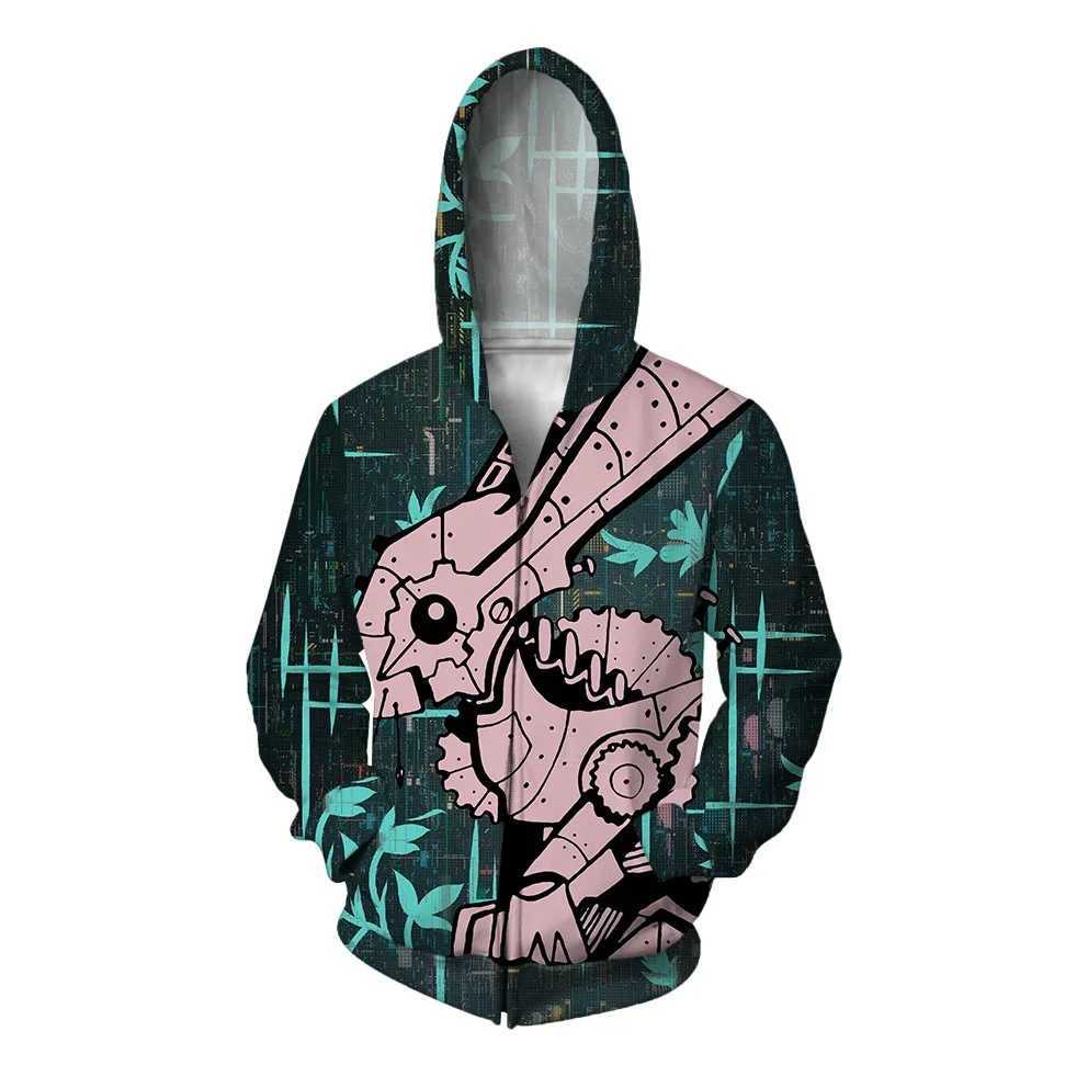 Autumn mens zipper hoodie Y2k mens casual hoodie rabbit sportswear cat fashion printed hoodie mens sportswear Y241016