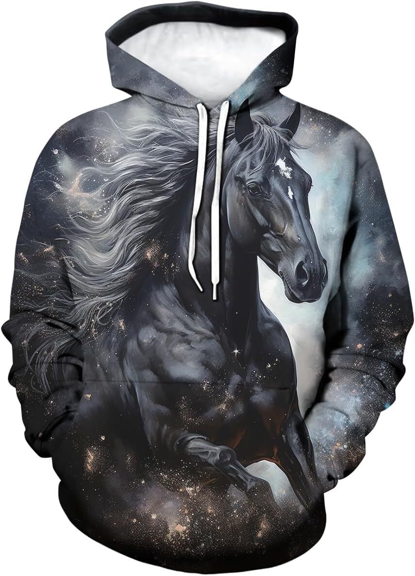 Hoodie for Mens Womens Unisex Dream White Horse Hoodies 3D Animal Pattern Novelty Long Sleeve Sweatshirt Hoodie Graphic Hoodies sweatshirt Fashion Tre