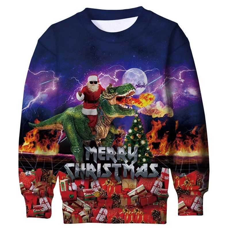 Ugly mens Christmas sweater fun Christmas novel sports shirt cool 3D dog and cat print zipper set long sleeved hoodie set Y241016