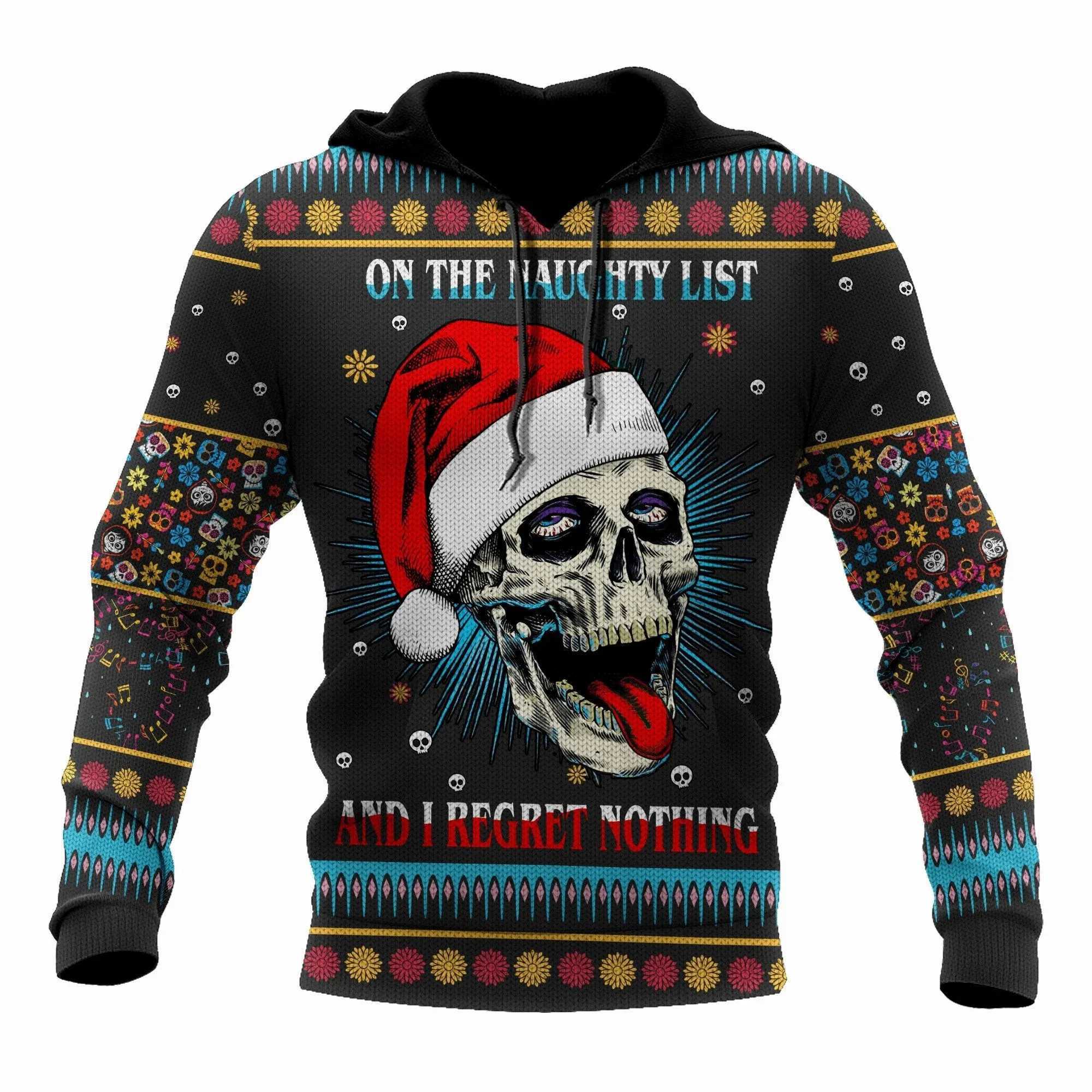 Christmas Hoodie Mens Skeleton Hoodie 3D Printed Top Autumn/Winter Long Sleeve Street Clothing Designer Hoodie Mens Hoodie Y241016