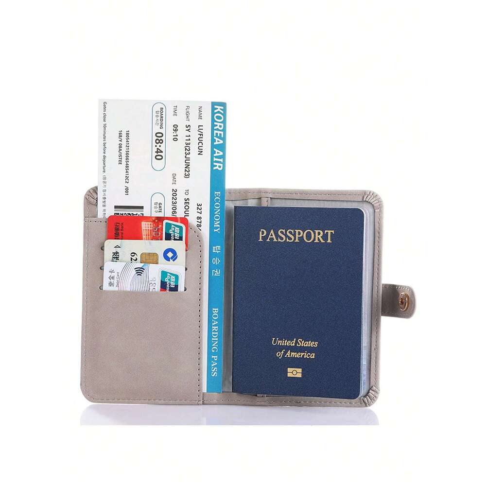 Passport Holder, PU Leather Passport Cover Slim Passport Wallet with Buckle, Portable Men Women Passport Case Travel Wallet Travel Pouch for Passport 