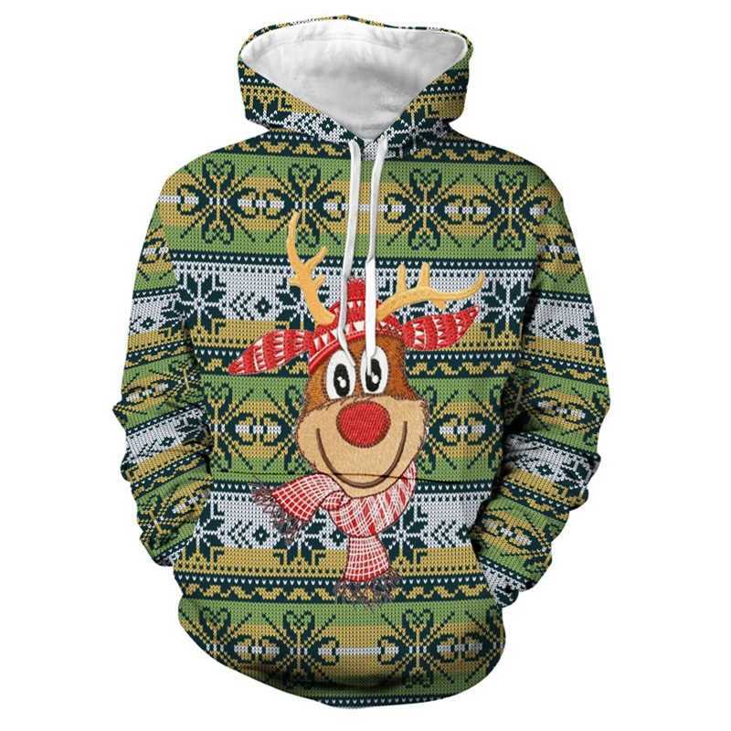 Cute Christmas reindeer scarf 3D printed mens hoodie fashionable Christmas gift womens zipper autumn casual sportswear Y2k sportswear Y241016