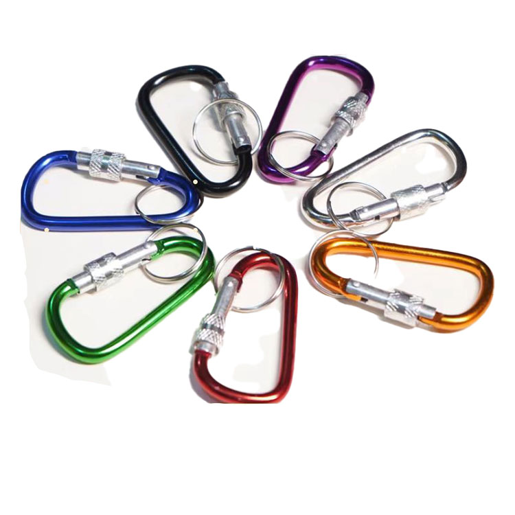 Bulk D-Type Lockable Carabiners with Rings Versatile Use for Backpacks, Keychains, Charge Pads