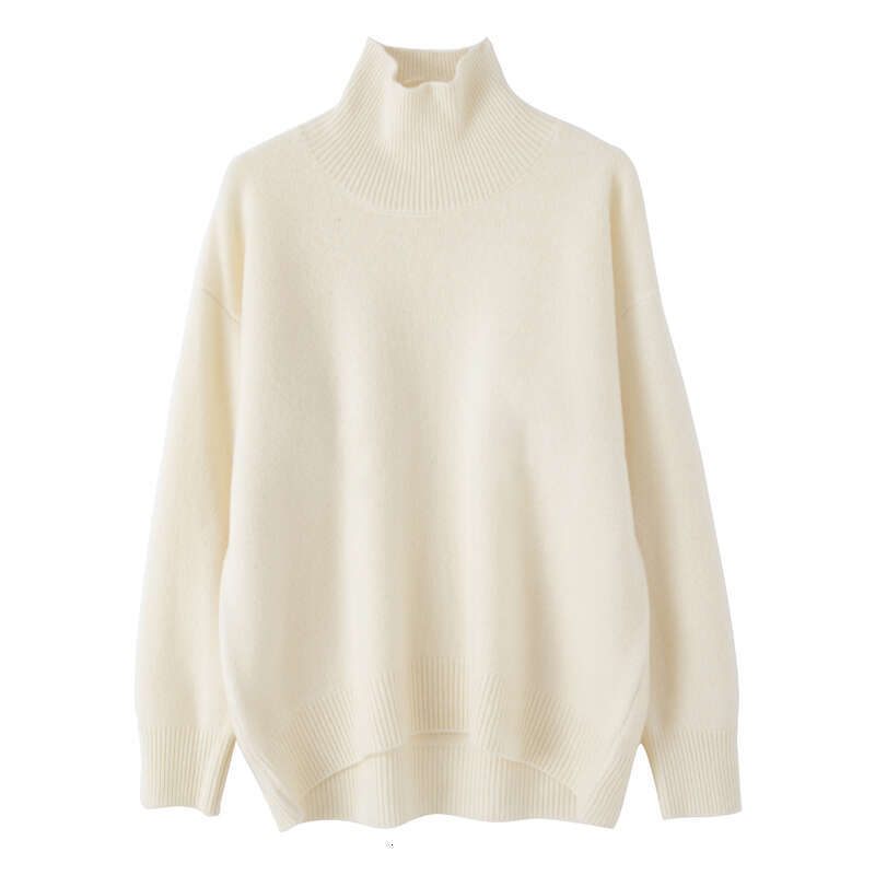 2023 Autumn/Winter New Cashmere Women's 100% Pure Wool Turtleneck Thicken Knit Pullover Loose Large Size Sweater Female