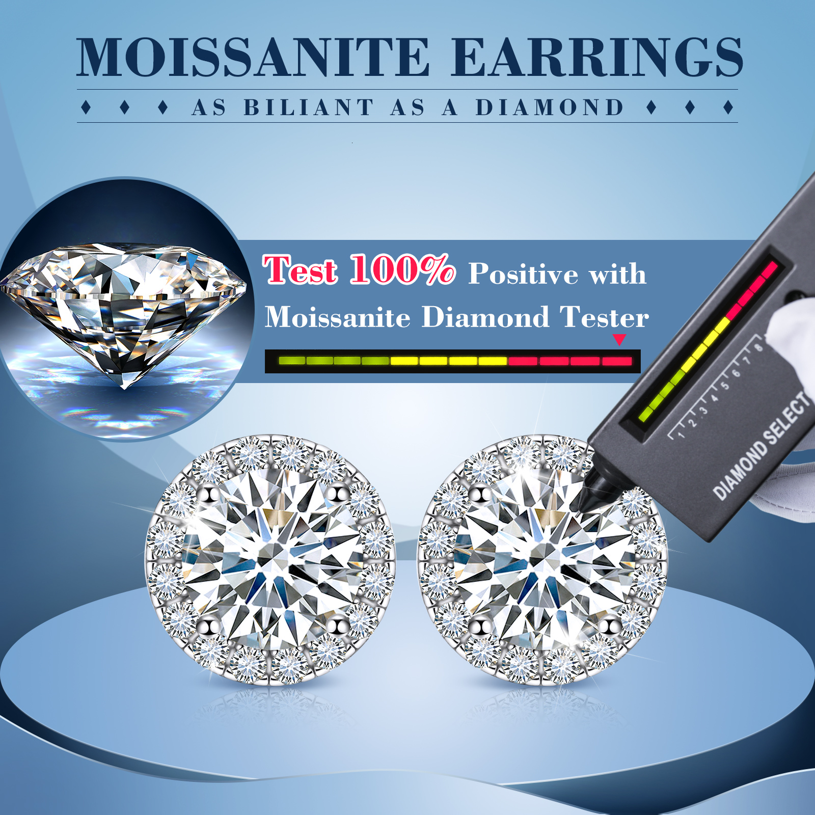 High-end luxury earrings Fine Jewelry Screw Back Women Gold Plated Sterg Sier Iced Out VVS Moissanite Dia Halo Stud Earrings For Men