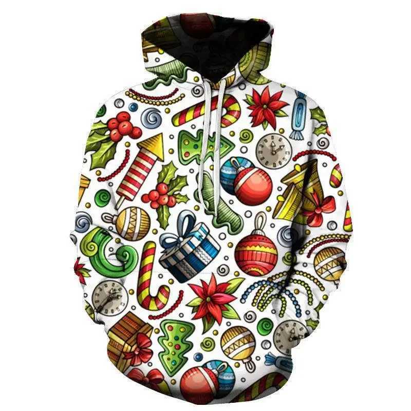 2023 Mens and Womens Fashion Christmas Hoodies Santa Claus Large 3D Printed Sweaters Autumn and Winter Fashion Hoodies Y241016