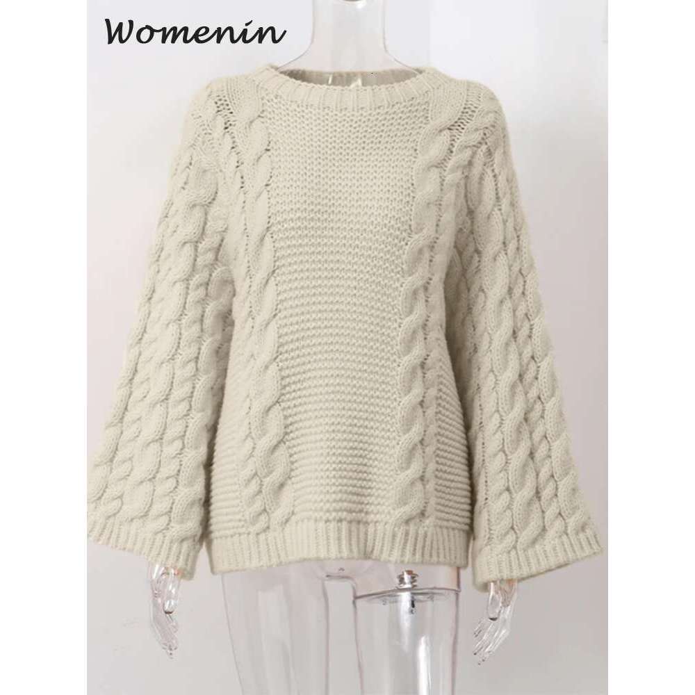 Loose Knitted Twisted Sweater Women Oversize O-Neck Batwing Sleeve Female Pullovers 2024 Autumn Winter Lady Solid Street Jumper