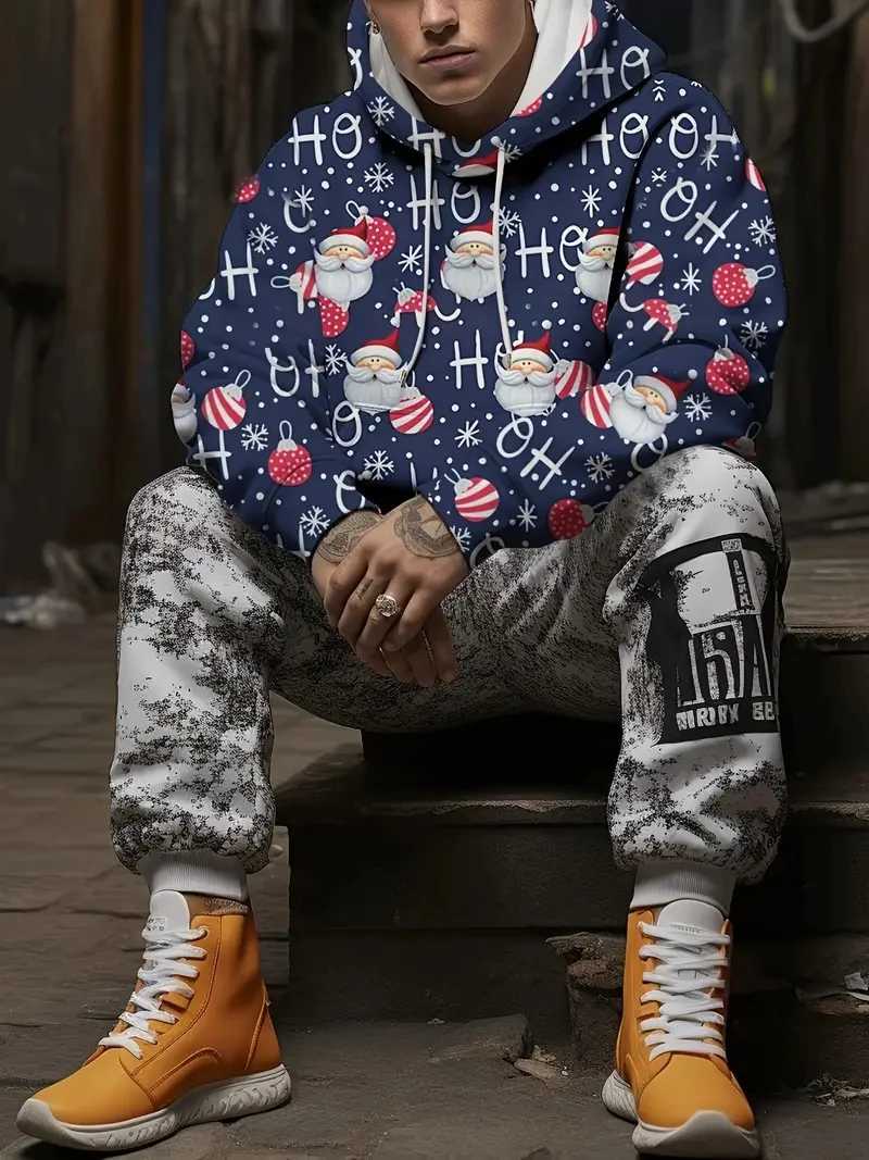Interesting Santa Claus graphic hoodie fashionable autumn long sleeved mens 3D printed Christmas hoodie casual streetwear womens sportswear Y241016