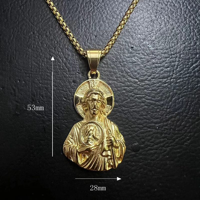 Hip Hop St Jude Pendant Necklace Stainless Steel 18K Gold Plated Jewelry