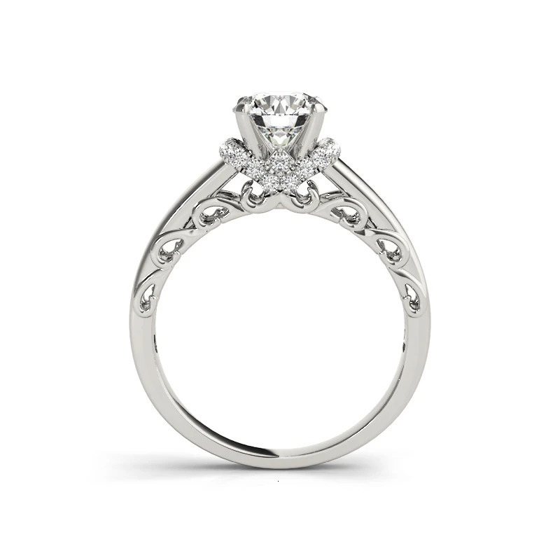 LESF 925 sterling silver card engagement ring set 1 D-color silica diamond round ring womens wedding jewelry 241007