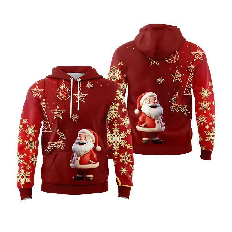 3D fully printed mens Christmas hoodie and womens Santa Claus graphic hoodie top loose oversized rally sweatshirt mens clothing Y241016
