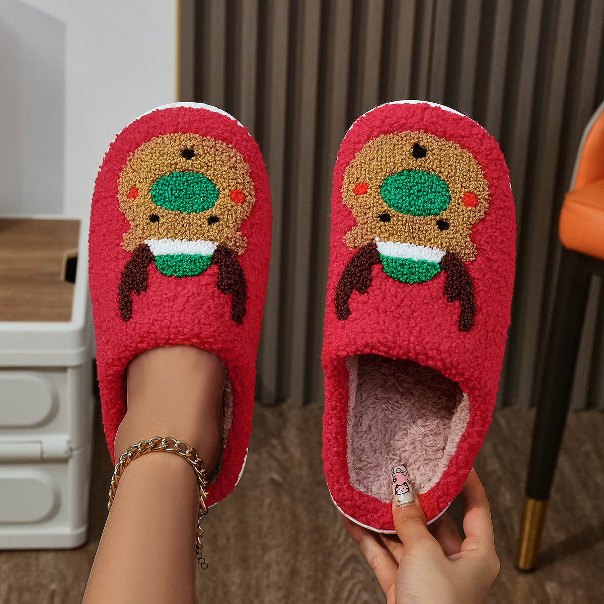 Christmas Party Home Indoor Soft Bottom Quiet Plus Warm Autumn And Winter Couple Slippers Free Shipping wholesale 223e