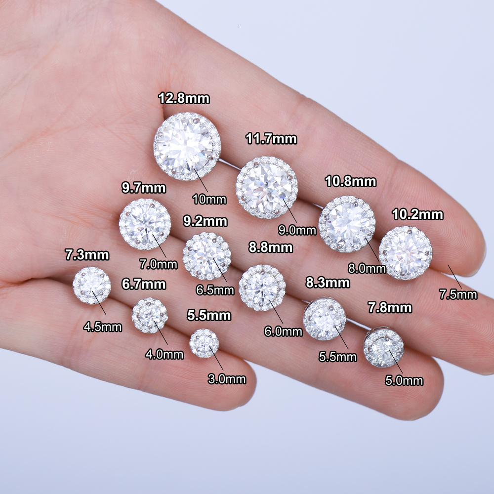 High-end luxury earrings Fine Jewelry Screw Back Women Gold Plated Sterg Sier Iced Out VVS Moissanite Dia Halo Stud Earrings For Men