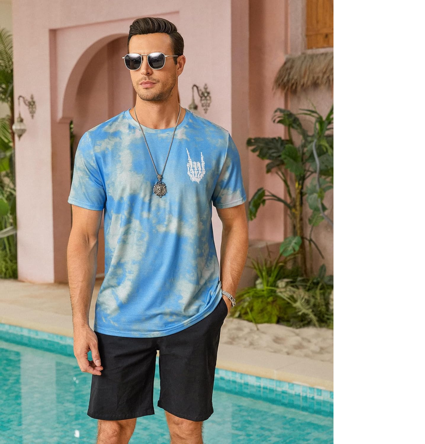 Mens T shirt Hardaddy Men's Casual Tie Dye T-Shirts Short Sleeve Round Neck Graphic Tee Rock Band Tee Shirts tee Casual tops summer clothes Fashi
