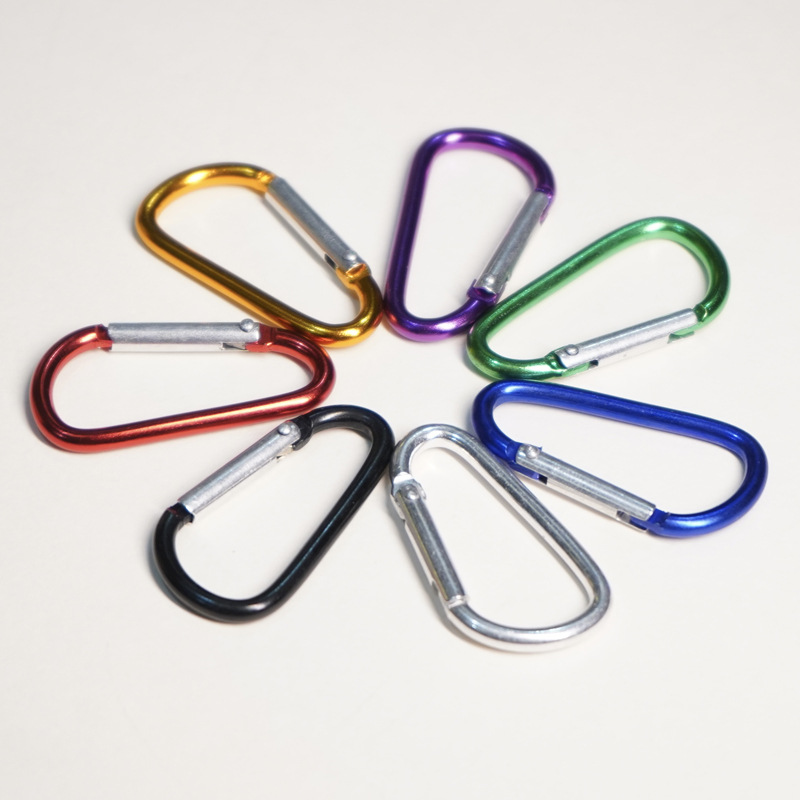 Sturdy Aluminum Carabiner with D-Shape Ring and Spring Release for Outdoor Equipment Attachment