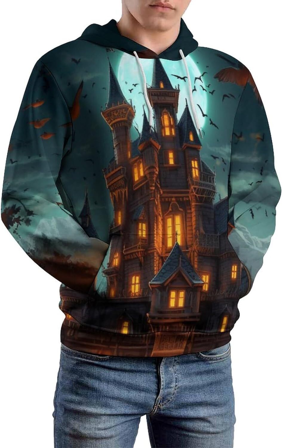 Hoodie for Mens Womens Unisex Psychedelic Pumpkin Lantern Hoodie 3D Print Death Skull Pumpkin Pattern Sweatshirt Hoodie Graphic Hoodies sweatshirt Fas