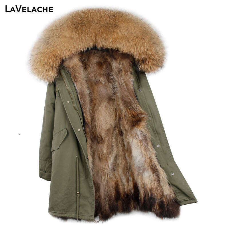 Plus size winter coat women's long real fur jacket women's thick natural leather collar parka coat