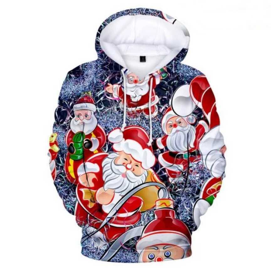 Interesting Santa Claus graphic hoodie fashionable autumn long sleeved mens 3D printed Christmas hoodie casual streetwear womens sportswear Y241016