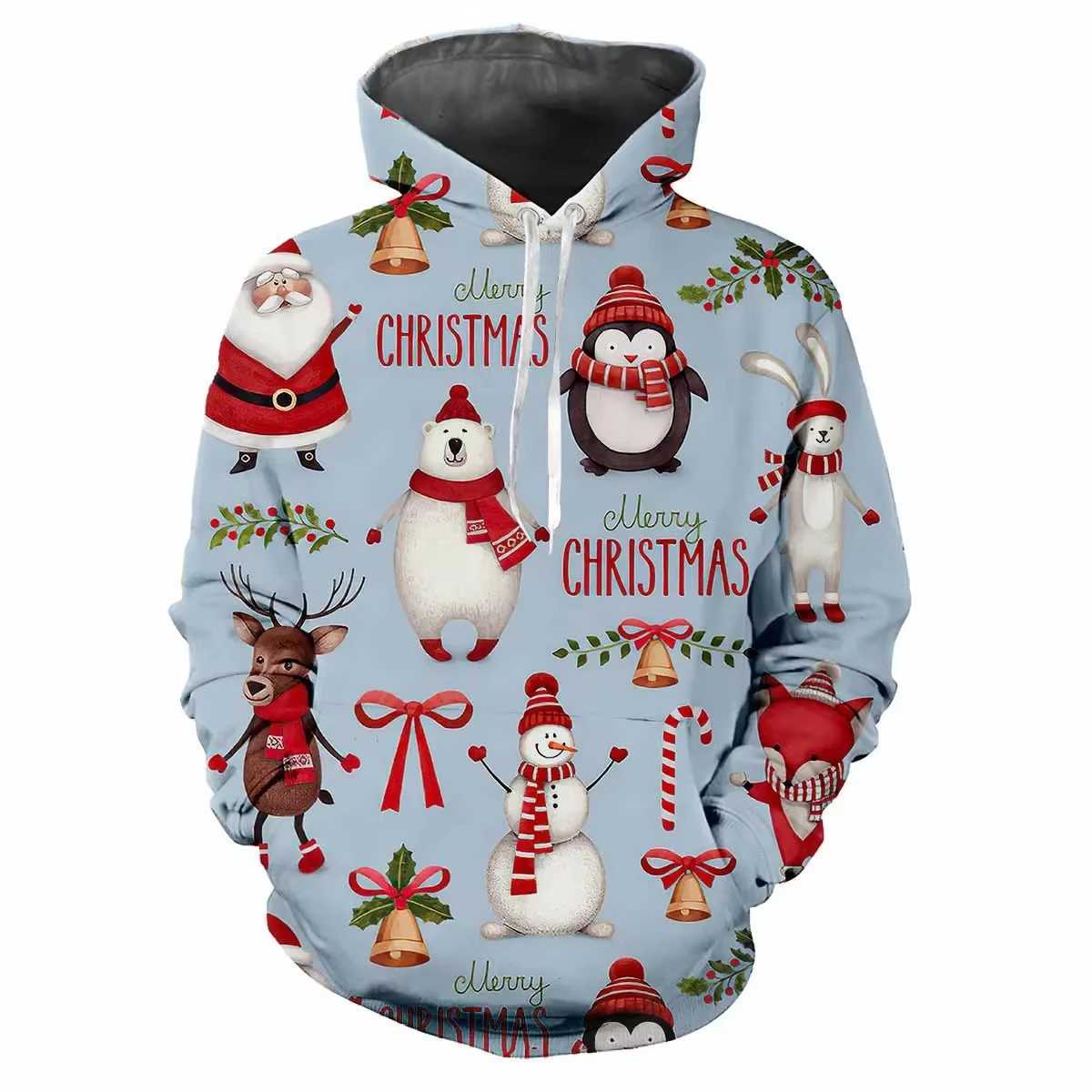 Christmas Mens 3D Printed Mens Long Sleeve Hoodie Sweater Fashion Autumn Mens Christmas Hoodie Mens Hoodie Y241016