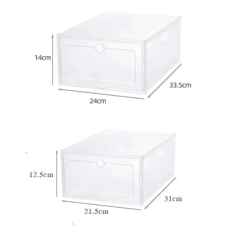 Storage 6Pcsset Fold Plastic Rac Holders Shoes Case Thickened Transparent Drawer Shoe Boxes Stackable Box Organizer Shoebox 230703 Box box