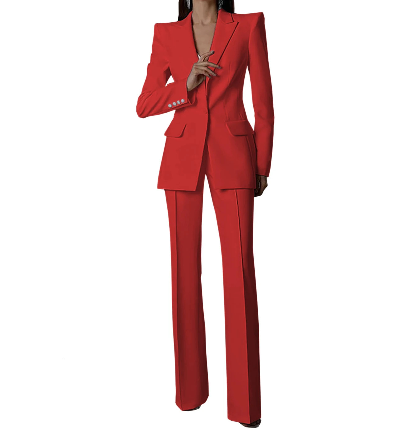 White womens suit pants tight fitting set 2-piece jacket pants single chest evening dress party custom womens clothing 241011