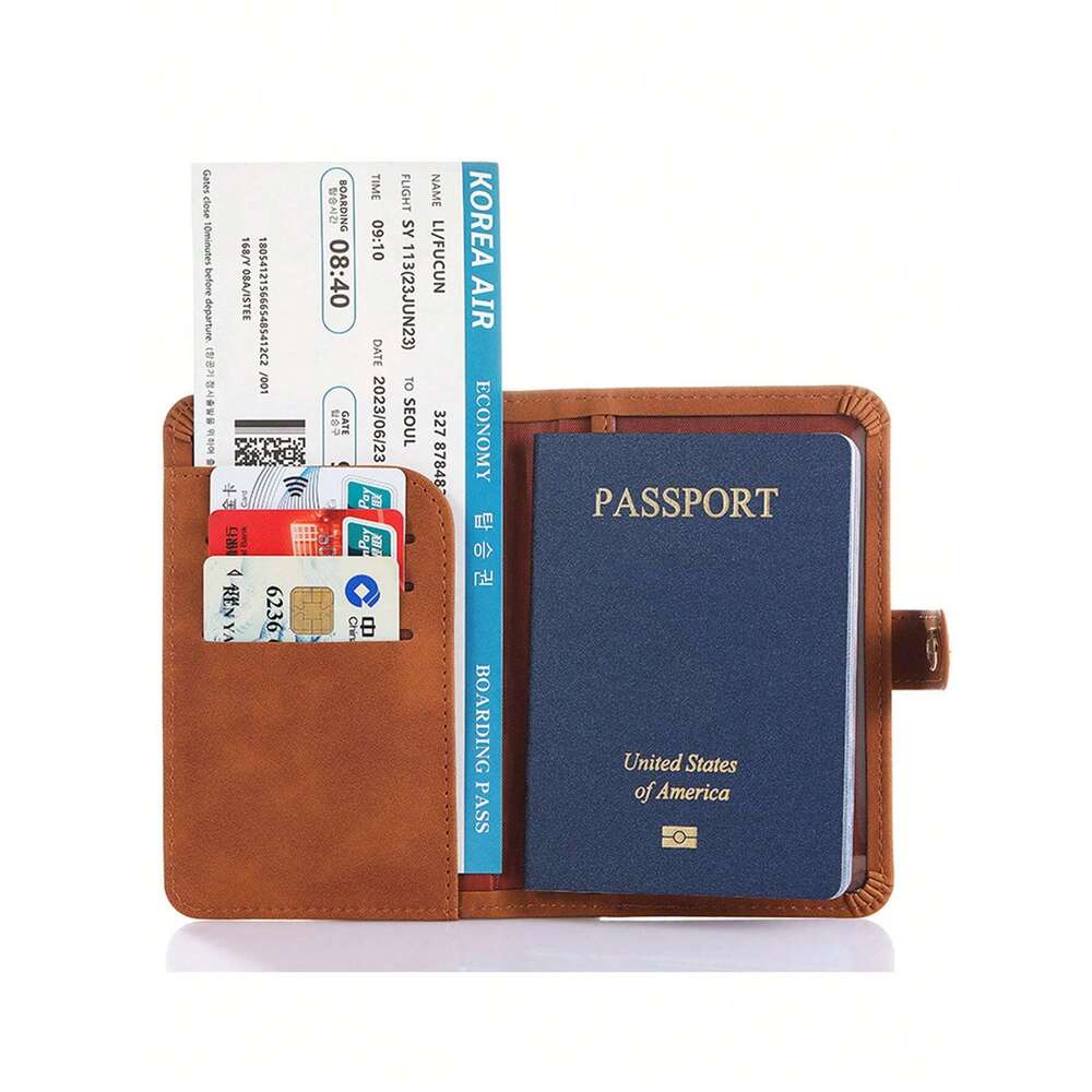 Passport Holder, PU Leather Passport Cover Slim Passport Wallet with Buckle, Portable Men Women Passport Case Travel Wallet Travel Pouch for Passport 