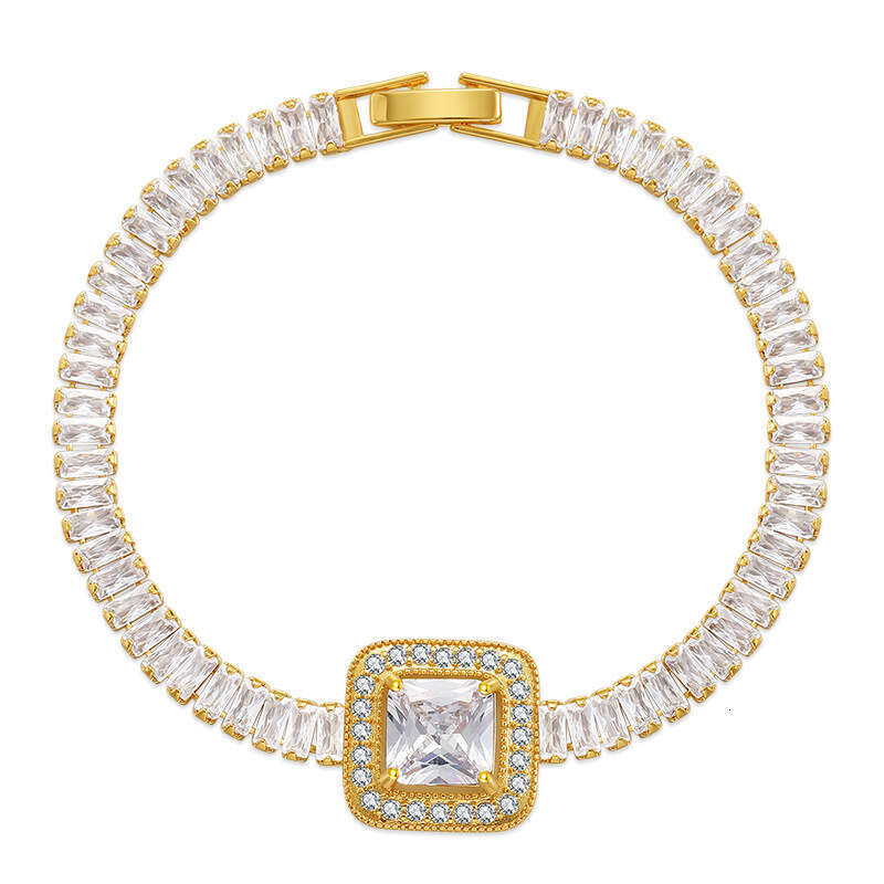 Colorful personalized light bracelet temperament green zircon design sense high-end block exquisite jewelry