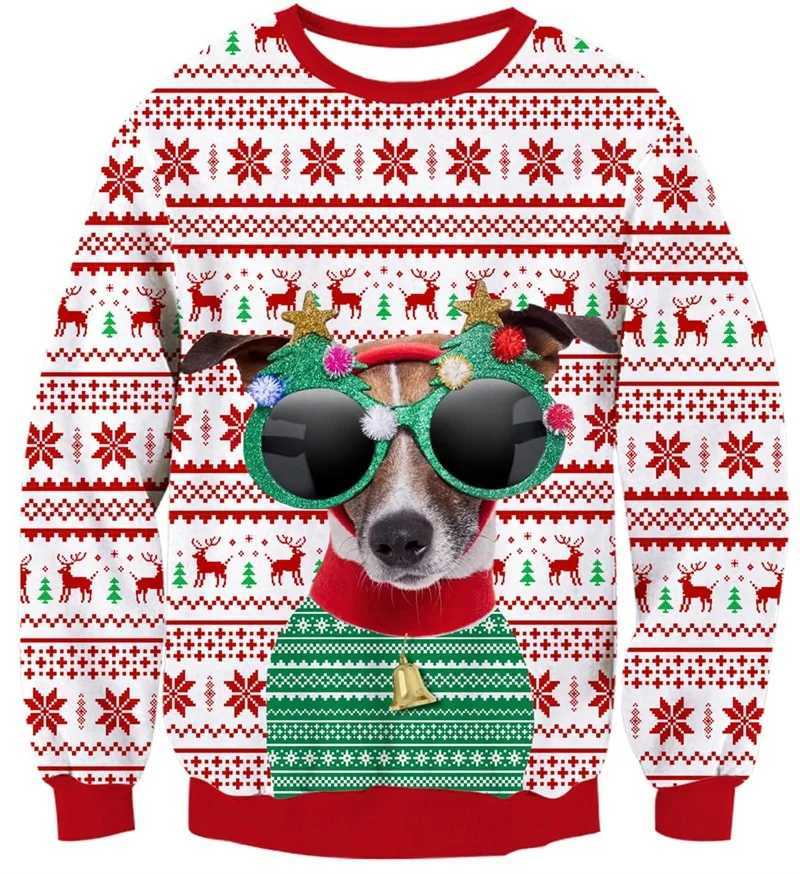 Full printed animal dog cat graphic sports shirt new Christmas happy funny hoodie mens casual oversized sportswear Y241016