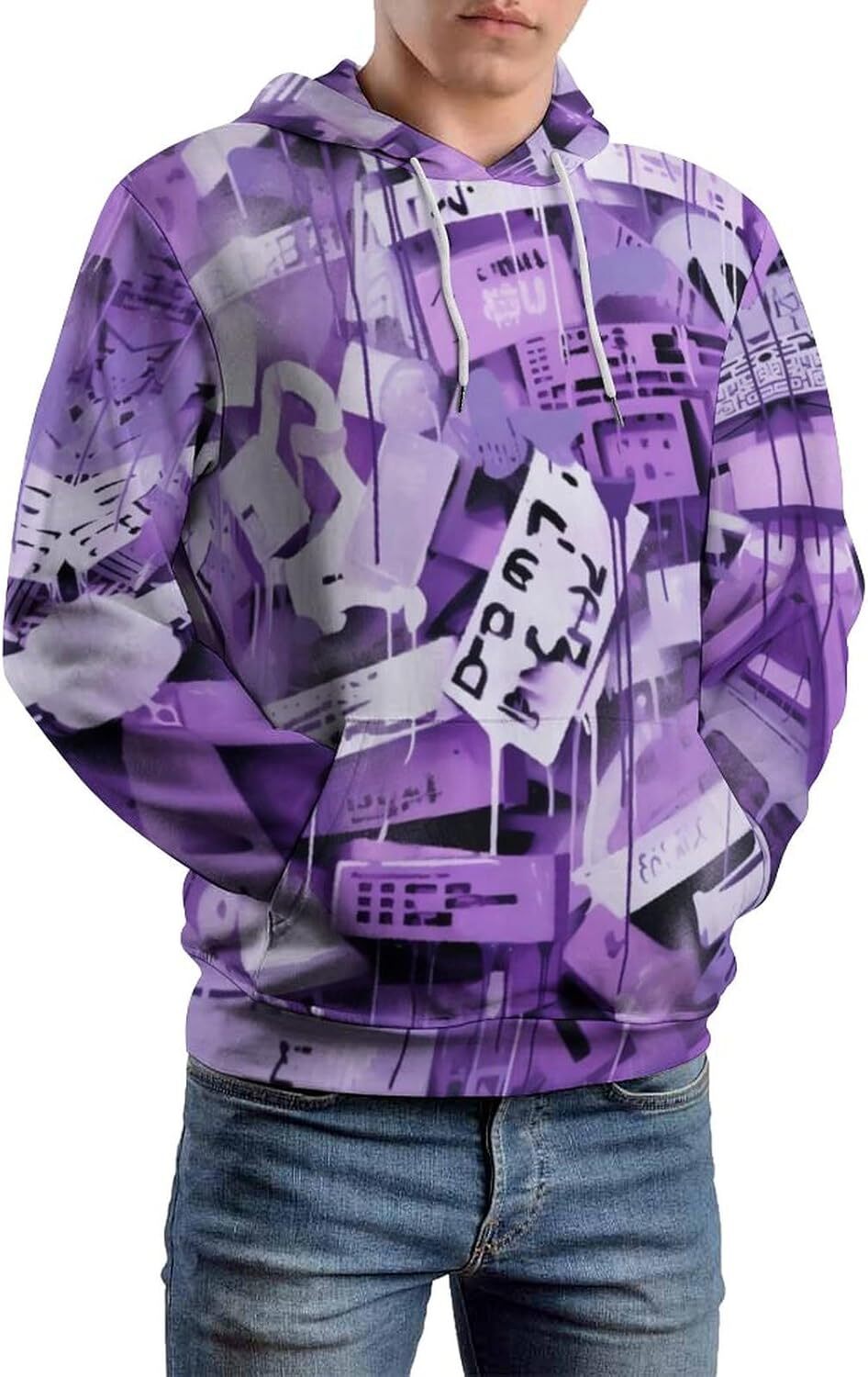 Hoodie for Mens Womens Mens Hipster Hip Hop Hoodie Print Hooded Long Sleeved Drawstring Sweatshirt Pullover Graphic Hoodies sweatshirt Pullover Long S