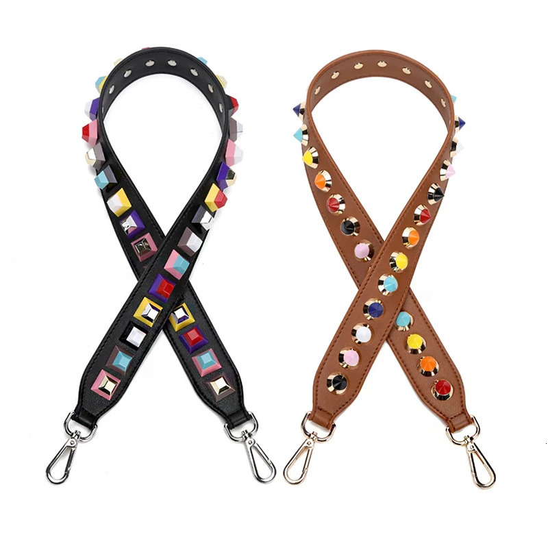 90cm leather bag shoulder strap color rivet stud handbag handle cross body replacement belt accessories customization 241008 4