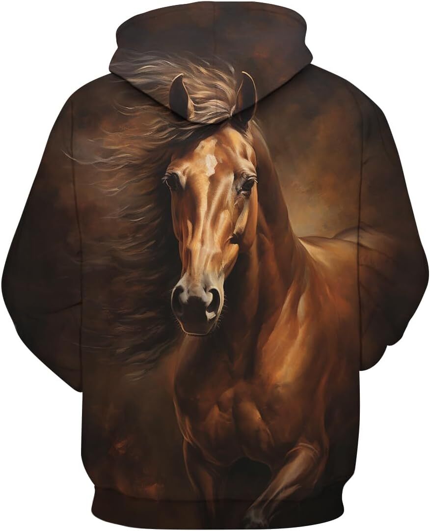 Hoodie for Mens Womens Unisex Novelty Horse Hoodies 3D Adult Funny Pattern Long Sleeve Sweatshirt Hoodie Mens Graphic Hoodies sweatshirt