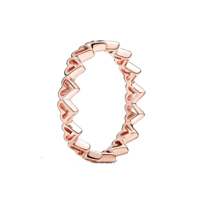 925 Sterling Silver Rose Gold Heart Crown Ring Timeless Half Sparking Zircon CZ Rings For Women Anniversar Wedding Jewelry Gift Designer ring Gift