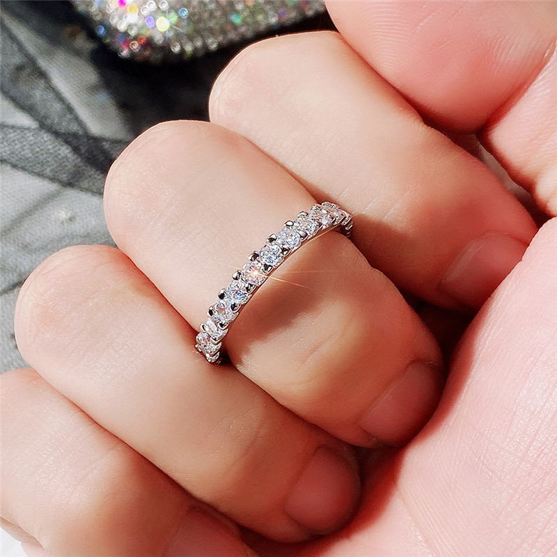 Designer Ring 3mm Shiny Diamond Ring Women Men Couple Wedding Ring Luxury Jewelry Girl Wedding Party Gift Size 5-12