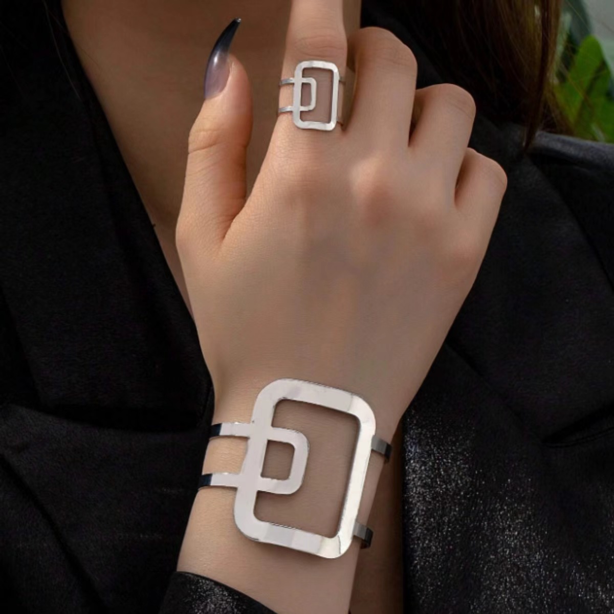 Unisex Round Metal Bangle - Stylish Urban Wear Wide Wrist Band Accessory