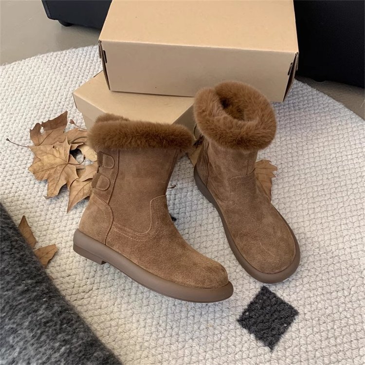 ddmytiger Thick soled plush cotton snow women's shoes 2024 new autumn and winter warm casual short Martin boots ddmythur